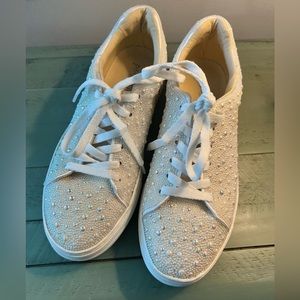 Betsey Johnson White Pearl Sneakers Size 10